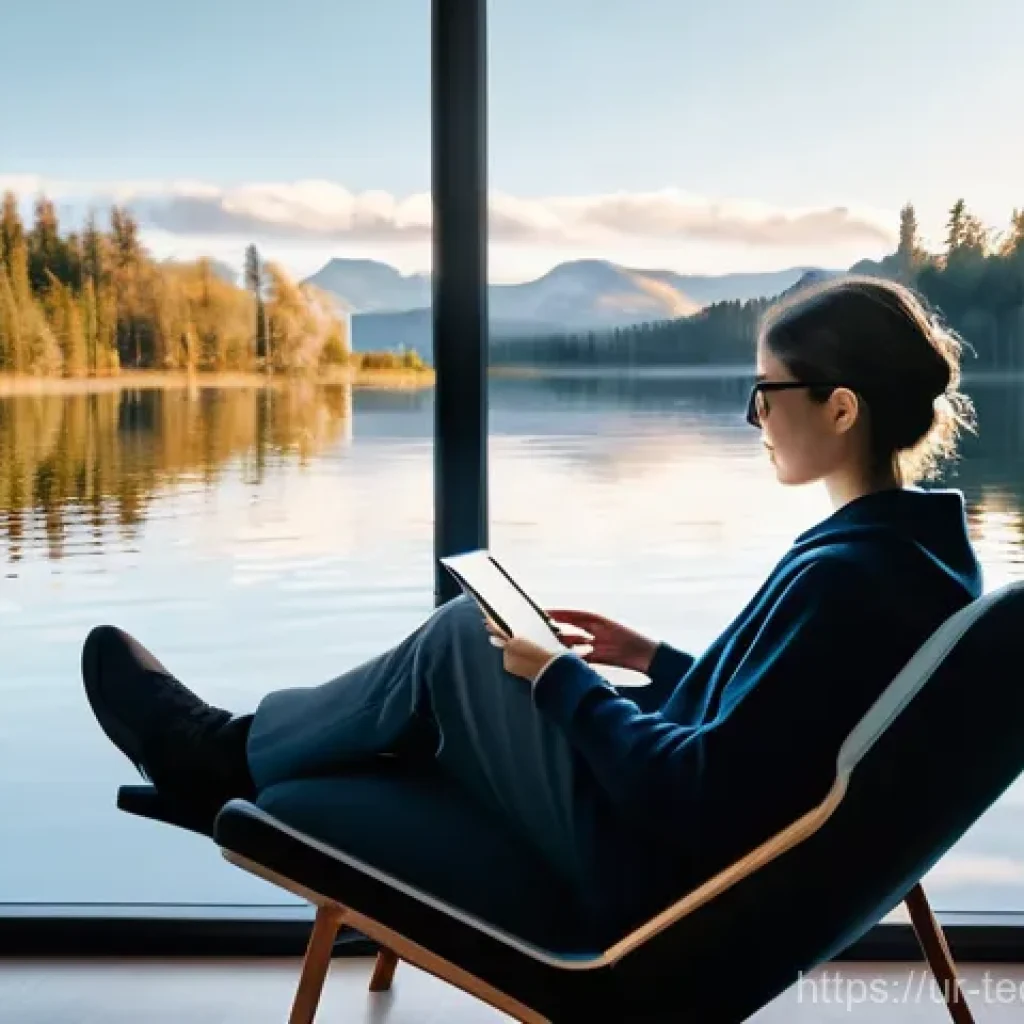 테크노 사바티컬과 프로젝트 관리 - **Prompt: "A serene, sunlit scene featuring a young adult, gender-neutral, comfortably seated on a m...