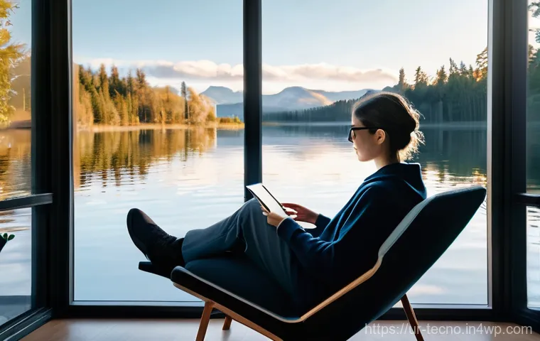 테크노 사바티컬과 프로젝트 관리 - **Prompt: "A serene, sunlit scene featuring a young adult, gender-neutral, comfortably seated on a m...