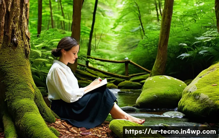 테크노 사바티컬과 자기 계발의 관계 - **Prompt 1: Serene Solitude and Creative Awakening**
"A peaceful scene of a woman, in her early ...